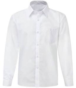 Chemise Oxford blanche unie pour homme, manches longues, col rabattu, formelle, décontractée, pour le bureau, 100% coton, anti-rétrécissement - Product Image 1