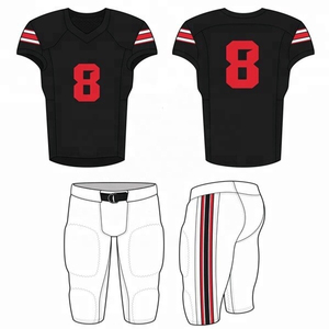 Ensemble d'uniformes de football américain personnalisés, rouge, 18, maillot et pantalon sublimés, coupe athlétique pour hommes, évacuation de l'humidité, toutes saisons - Product Image 2
