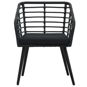 Set di 2 Sedie da Giardino in Rattan Nero, Arredamento Esterno Contemporaneo con Cuscini in Schiuma, Gambe Affusolate, Design Durevole - Product Image 3