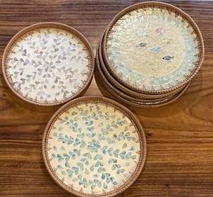 Plateau en rotin moderne Blue Lotus Aaron, approuvé par les clients, fait main, en nacre, pour collection de bijoux et utilisation sur table basse - Product Image 2
