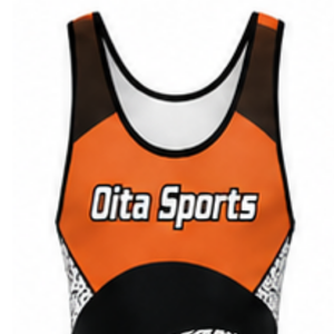 <b>Men</b> Orange Black Sublimated <b>Wrestling</b> <b>Singlet</b> Polyester Athletic <b>Wrestling</b> Uniform Sleeveless Sportswear Competition Training - Product Image 4