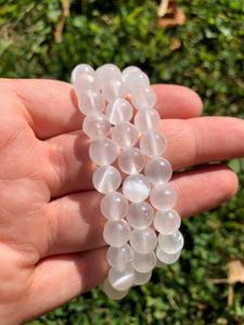 Hot Sale Premium Grade Feng Shui Selenite Crystal Beaded <b>Bracelet</b> Handmade Women's Men's Natural Healing Stone <b>Elastic</b> - Product Image 4