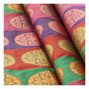 100% soie mousseline de soie tissu teint impression brocart pour robes de mariée indiennes personnalisées pour l'Irak Textiles imprimés pour l'utilisation des vêtements - Product Image 5