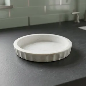 Round Marble Storage Bowl Minimalist Design Durable Tabletop Accessory For Living Room Indoor Use - Product Image 5