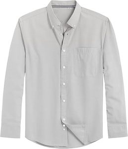 เสื้อเชิ้ตผู้ชาย Vector Cotton ผ้าฝ้าย 100% แบบ Oxford แขนยาว เสื้อเชิ้ตทำงานลำลองติดกระดุม มีกระเป๋า - Product Image 6