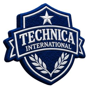 Écusson brodé bleu marine Technica International avec étoile et couronne de lauriers pour vestes, sacs, uniformes et vêtements - Product Image 4