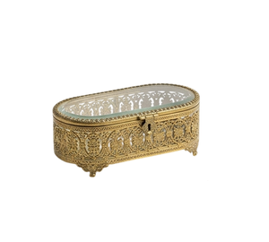 Caja de joyería de latón y vidrio para mujer, organizador para joyas, relojes, collares, anillos, hermosa caja de recuerdo para guardar joyas - Product Image 5