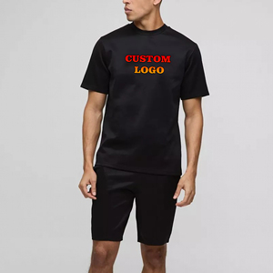 Wholesale Custom Oversized Blank 2 Pieces Streetwear Plain TShirt <b>and</b> <b>Shorts</b> <b>Sets</b> for <b>Men</b> Plus Size <b>Men's</b> T-Shirts Streetwear - Product Image 4