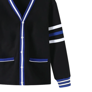 Zeta Phi Beta Black Chenille V-neck Premium Greek Letter Vintage Wool/Cashmere <b>Thick</b> Winter <b>Cardigan</b> Embroidered Patch Unisex - Product Image 6