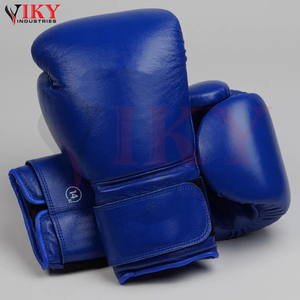 Gants de boxe en cuir bleu royal robustes avec fermeture sécurisée par sangle de poignet, service OEM ODM avec étiquette privée, marque personnalisée - Product Image 4