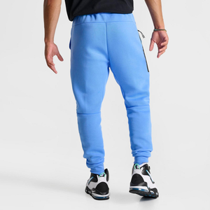 Men Color Blocked Sweatpants Elastic Waist <b>Drawstring</b> Closure Side Pockets Casual Joggers Blue Autumn Wear - Product Image 3