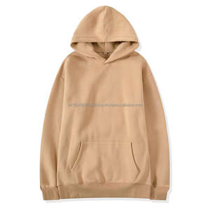 Vente en gros sweat-shirt à capuche 100 coton avec broderie imprimée personnalisée unie pull-over unisexe sans ficelle sweats à capuche pour hommes lourds - Product Image 3
