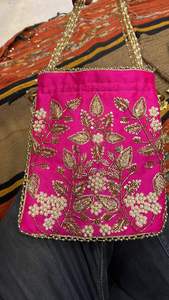 Stylish Woman Handbag For Party <b>Potli</b> Hand <b>Bag</b> Designer Handcrafted <b>Potli</b> <b>Bag</b> Petals Design Stylish <b>Potli</b> <b>Bags</b> For Women - Product Image 2
