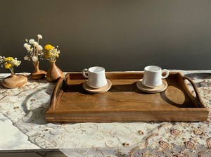 Premium Wooden Serving Tray Glossy Finish Elegant Rectangular Platter Durable <b>Kitchen</b> Tea Coffee Serving Tray Stylish Home <b>Decor</b> - Product Image 3