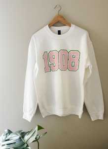 Custom <b>Pink</b> Crew Neck Clothing Manufacturer <b>Sweatshirt</b> for Women's Letter Print Front Logo Alpha Kappa Alpha 1908 Shirts - Product Image 2