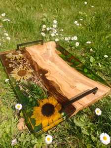 Premium Natural Wood & <b>Epoxy</b> Resin Decorative Tray with Modern Metal Handles for Living Room, Dining <b>Table</b> & Wedding Gifts - Product Image 6