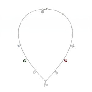 The Initial Trinket <b>Necklace</b> for <b>Women</b> <b>Sterling</b> <b>Silver</b> 9KT,10KT, 14KT,18KT Lab Grown Mix Cut Diamond Luxury Anniversary Jewelry - Product Image 1