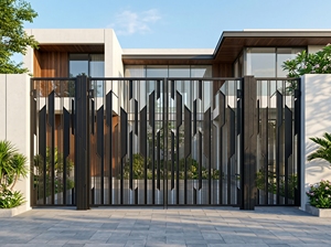 Puertas Batientes Dobles de Hierro Modernas para Villas y Hoteles con Diseño Tradicional, Recubrimiento en Polvo, Duraderas para Uso en Exteriores - Product Image 3