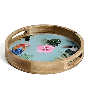 ถาดไม้ใส่อาหารเช้าและของว่างพร้อมที่จับถาดไม้เนื้อแข็งที่กำหนดเองพิมพ์สำหรับตกแต่งบ้านโรงแรม - Product Image 5