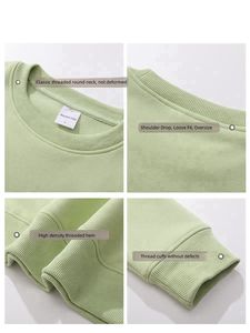 Sudadera de forro polar para hombre, cuello redondo, gruesa, holgada, suave, básica, tipo jersey, personalizada, lisa, con capucha - Product Image 4