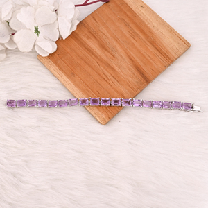 Luxury Purple <b>Amethyst</b> Tennis <b>Bracelet</b> Handmade 925 Silver Unisex Jewelry for Wedding Party Gift - Product Image 3