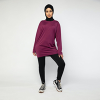 Robe de sport modeste pour femmes musulmanes, tunique longue, hijab, respirante, séchage rapide, tissu léger en polyester/coton, vêtements de bain