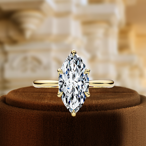 Bague de fiançailles solitaire en diamant de laboratoire certifié IGI 1CT taille marquise, en or jaune 14 carats, bague de mariée, bague de promesse - Product Image 1