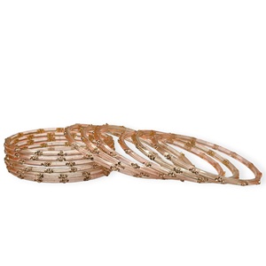 Peach Designer Trendy Raindrop Glass Kashmiri <b>Bangles</b> <b>Set</b> for Wedding and Daily Wear at Wholesale Price - Product Image 3