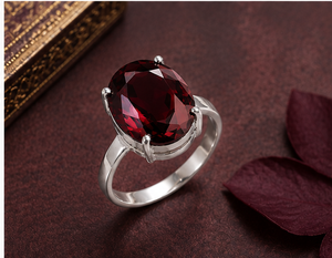 Natural Red Garnet Gemstone 925 Sterling <b>Silver</b> <b>Ring</b> Handmade Jewelry Oval Cut Red Garnet <b>Ring</b> Solid Sterling <b>Silver</b> <b>Statement</b> R - Product Image 1