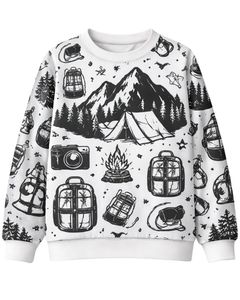 Sudadera Personalizada con Estampado 3D de Montaña Blanca y Negra para Hombre, Sudadera Informal con Cuello Redondo, Sublimación Personalizada, Top de Otoño e Invierno - Product Image 2