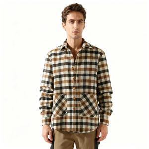 Chaqueta de Franela Extra Grande Personalizada para Hombre, Chaqueta de Invierno a Cuadros de Mezcla de Algodón con Bolsillos Grandes, Forro de Sherpa con Capucha, Estilo Casual - Product Image 4