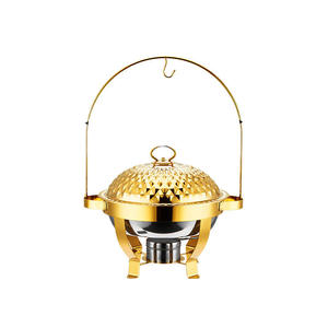 Factory Stock Household Round Stainless Steel 8L Chaffing <b>Dish</b> Buffet Food Warmer Gold Luxury <b>Chefing</b> <b>Dish</b> - Product Image 2