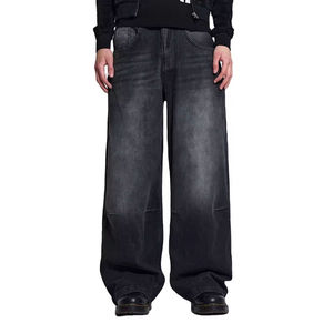 Pantalons baggy OEM ODM pour adultes, jeans en denim inspirés du luxe, poche latérale, logo personnalisé, vêtements en denim décontractés pour fournisseur en gros - Product Image 1