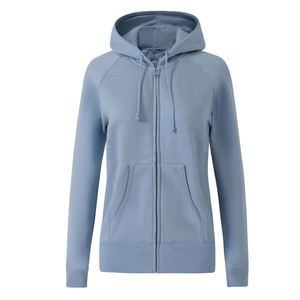 Sweat à capuche zippé pour femme, 400G, 100% Coton, Col montant, Manches lanternes, Uni, Hiver, Vente en gros, Personnalisable - Product Image 1