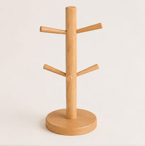 Premium Eco-Friendly Wooden Mug <b>Tree</b> <b>Stand</b> 6 Hook Space-Saving Coffee Cup Rack Holder For Kitchen Countertop & Coffee Bar Decor - Product Image 5