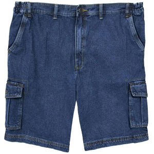 Shorts en jean Oxford décontractés à taille mi-haute et coupe droite pour homme, en polyester/coton lavé clair et respirant, idéal pour l'été - Product Image 1