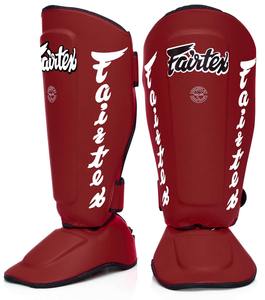ผลิตภัณฑ์ป้องกันหน้าแข้งสำหรับฝึกซ้อมมวย Fairtex สีแดง หนังแท้คุณภาพสูงรุ่นล่าสุด  แผ่นรองหน้าแข้ง Fairtex ป้องกันการบาดเจ็บ - Product Image 1
