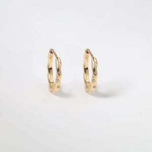 Pendientes de Aro de Lujo en Oro Amarillo Sólido de 14K con Diamantes Naturales y Diamantes Cultivados en Laboratorio - Product Image 6