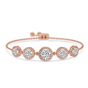 Bracelet en or 14 carats avec grappe de diamants, design halo, diamants ronds Lyna Five cultivés en laboratoire, disponible en 2 carats au total. - Product Image 1
