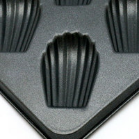 Moule à madeleines en aluminium antiadhésif style K-Food, 6 cavités, 27x19cm, forme coquille, pour pâtisseries gourmandes, tartes aux œufs, gâteaux, compatible four