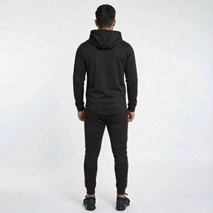 Conjunto Deportivo Unisex Informal Transpirable 100% Algodón con Capucha, Negro y Rojo, Sólido, Ligero, Holgado, para Gimnasio, Ropa Deportiva Personalizada - Product Image 2