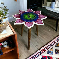 Nouvelle Arrivée Table Basse Moderne en Bois Massif Tournesol Écologique Mobile Pliable Multifonction Élégante Personnalisée Peinte à la Main