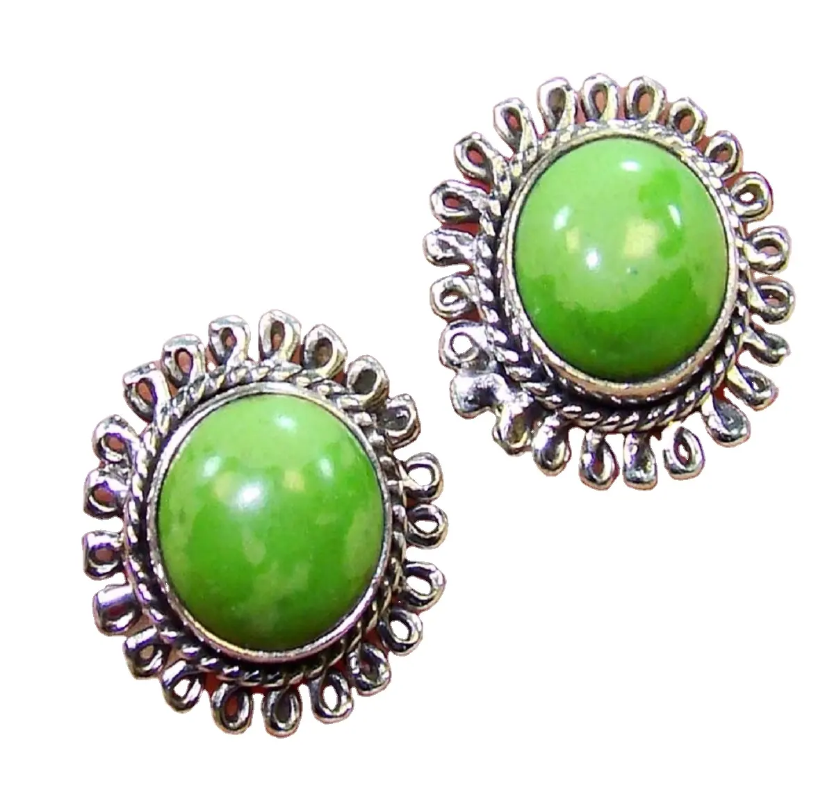Boucles d'oreilles faites à la main, 925 pierre précieuse verte Turquoise, argent Sterling, qualité supérieure, vente en gros, prix d'usine