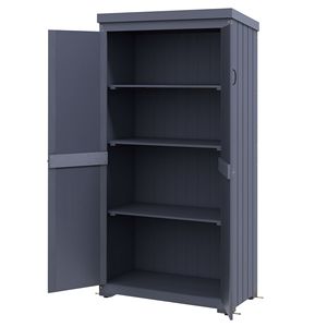 Casetta da Giardino Grigia Facile da Montare, Armadio Esterno per Stoccaggio, Tetto Zincato Impermeabile, Porta con Serratura in Resina per Conservazione Sicura - Product Image 1