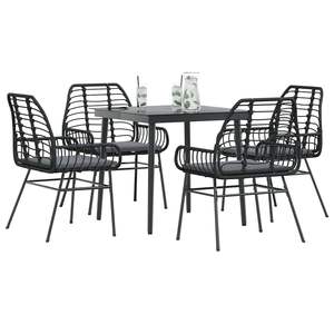 Dark Grey Garden Dining Set 4 Seater Rattan Metal <b>Frame</b> Contemporary Outdoor Furniture Weather Resistant - Product Image 1