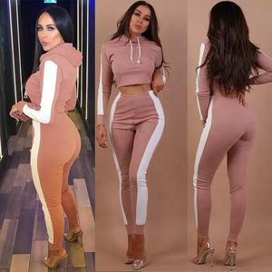 Survêtement de sport avec Logo personnalisé, vêtements de sport, haut court, sweat à capuche, pantalon d'entraînement pour femmes, ensemble de 2 pièces - Product Image 6