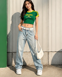 Crop Top Femme 2026 Y2k Jersey Football Baby Tee, Crop Top Brésil Y2k Chemises T-shirts graphiques pour femme Respirant Streetwear - Product Image 3