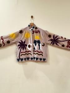 Chaqueta Bomber Bordada a Mano con Palmeras al Atardecer, Cuello Mandarín, Manga Larga, Estilo Veraniego para Adultos - Product Image 4