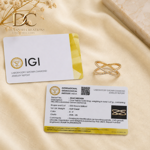 แหวนทองคำแท้ 14KT ดีไซน์ไขว้ประดับเพชรแล็บโกรว์ทรงบริลเลียนท์ พร้อมใบรับรอง IGI สำหรับผู้หญิง - Product Image 6
