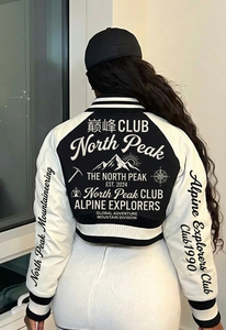 Chaquetas Varsity para Mujer, Fabricante OEM, Bordadas, con Estampado de Cuero, Logotipo Personalizado, Otoño, Reversibles, Estilo Bomber, Transpirables - Product Image 6